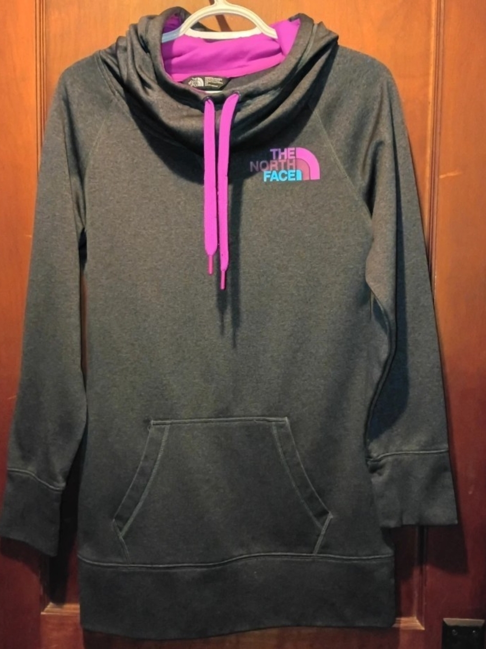 The North Face Women's Charcoal Hoodie Dress with Pink Accents
